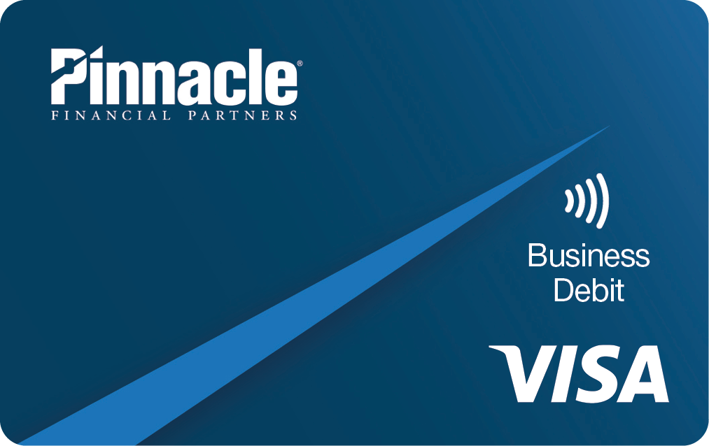 Image of Visa Business Debit Card with Pinnacle logo.