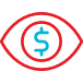 Eyeball with dollar sign icon