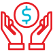 Open hands and dollar sign icon